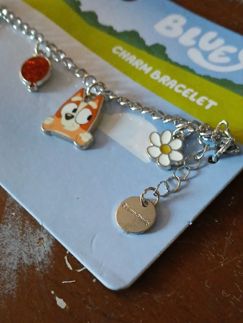 Bluey Charm Bracelet – Silver Chain with ADORABLE Star, Daisy & Balloon [NWT]